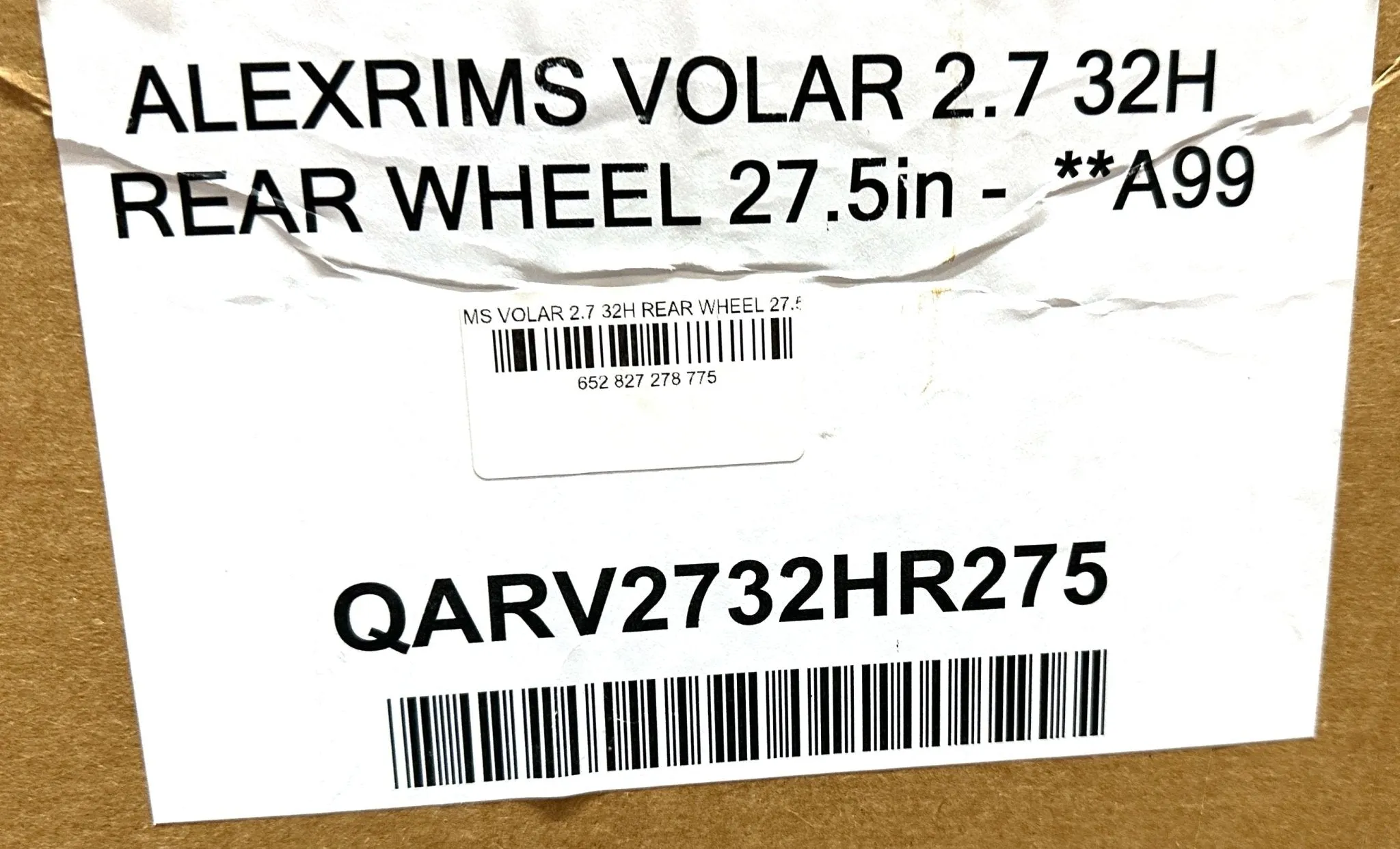 Alexrims Volar 2.7 27.5" 148mm x 12mm Boost Rear HG 8-10 spd Disc 32h Wheel New
