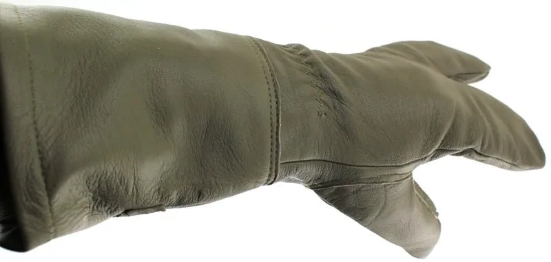 German Military Cycle Leather Gloves 2 - Finger Germany Med M Drab Olive USED