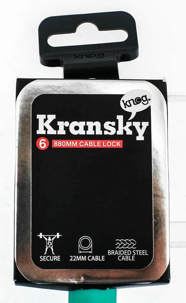 Knog Kransky 880mm Cable Bike Lock With Bracket Turquoise Silicone Steel New