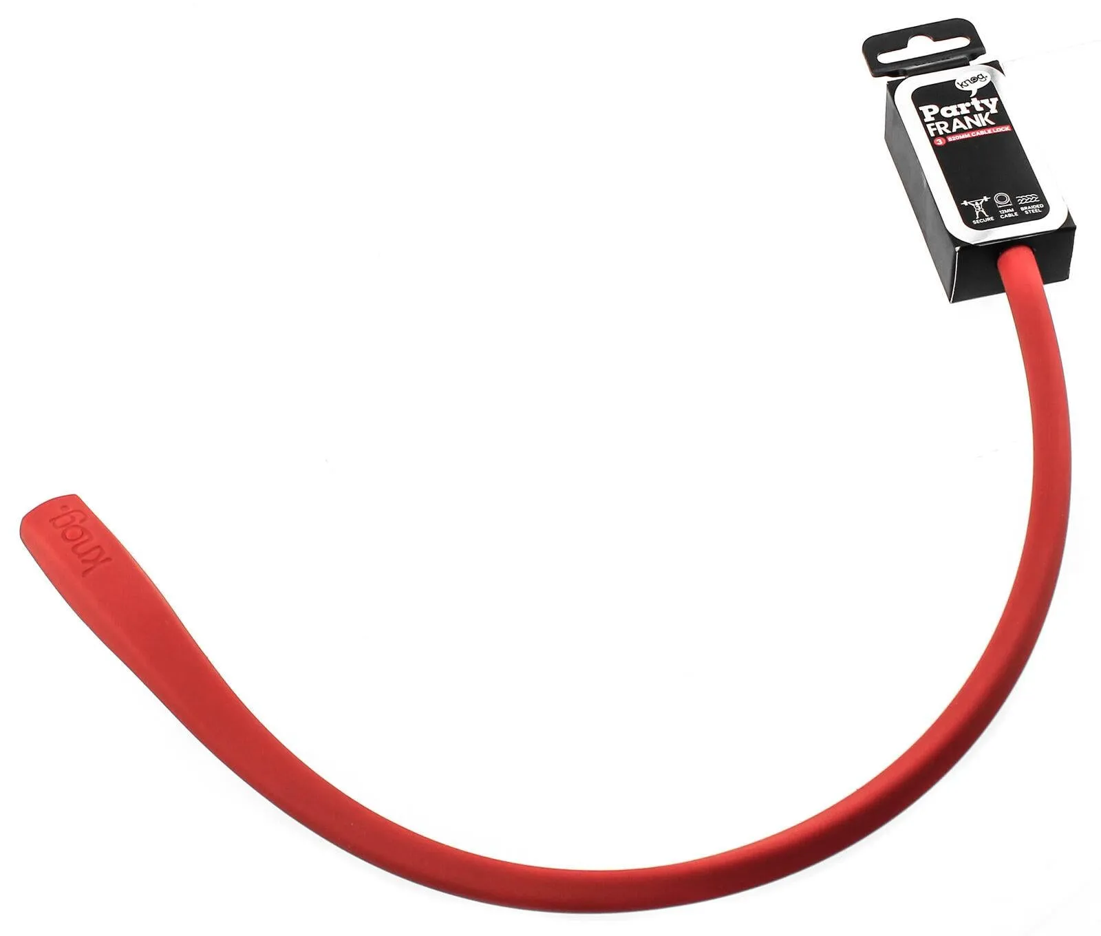 KNOG PARTY FRANK 620mm Cable Bike Lock With Bracket Red Keyed Steel NEW
