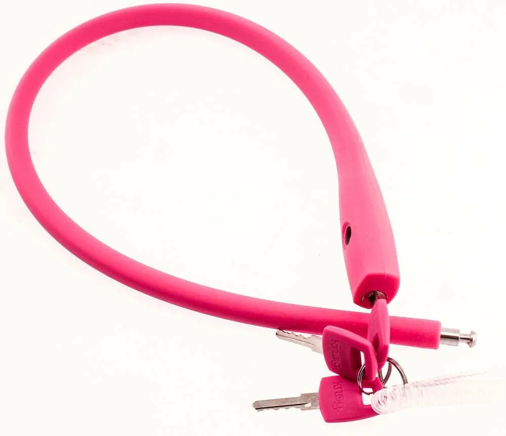 KNOG PARTY FRANK 620mm Cable Bike Lock With Bracket Rose Pink Keyed Steel NEW