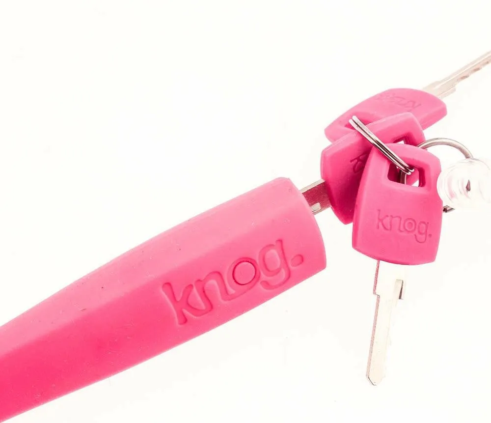 KNOG PARTY FRANK 620mm Cable Bike Lock With Bracket Rose Pink Keyed Steel NEW