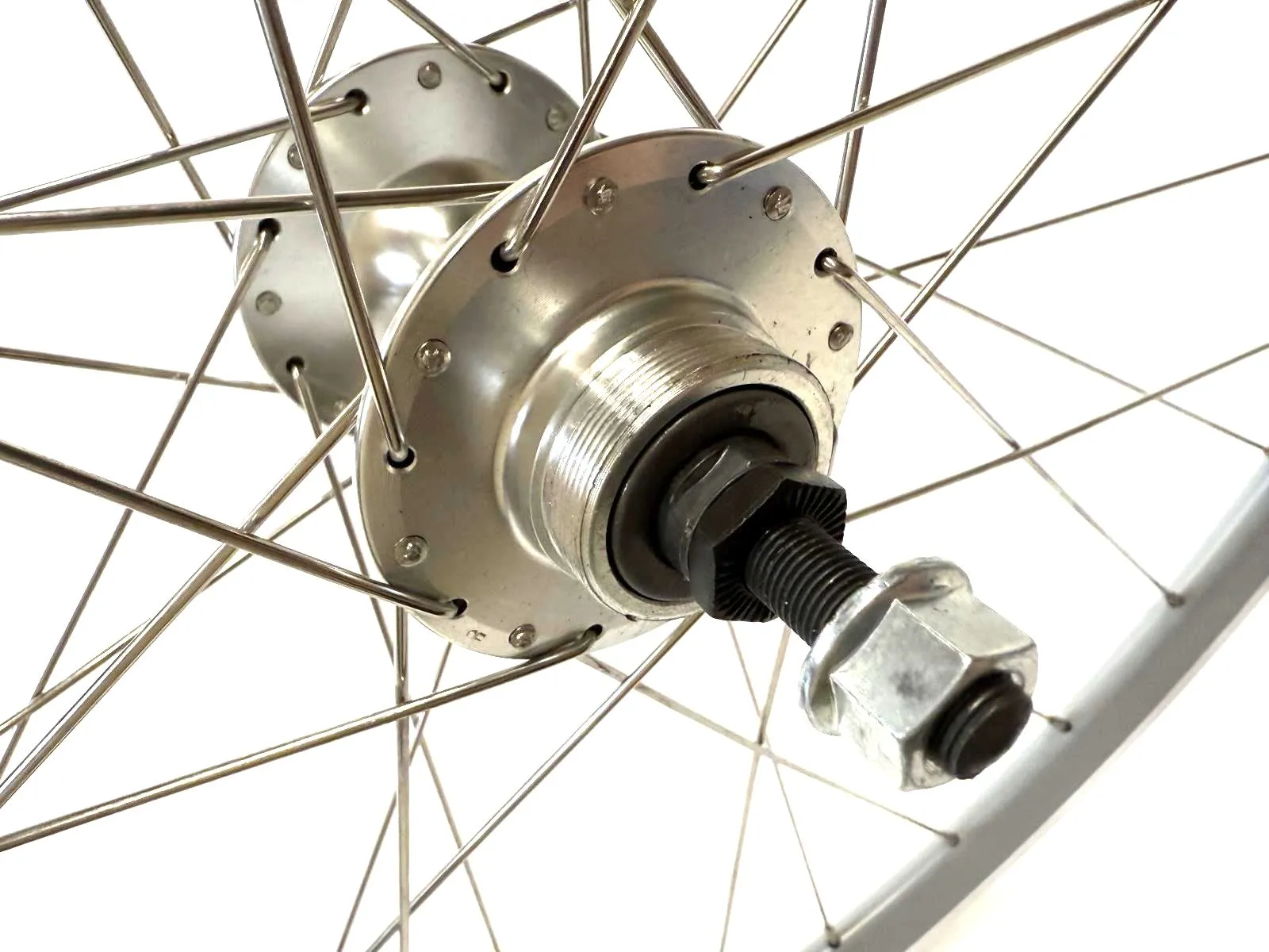 Single Speed Grey Front   Rear Wheelset 700c 32 Spoke   16t Freewheel 120mm rear