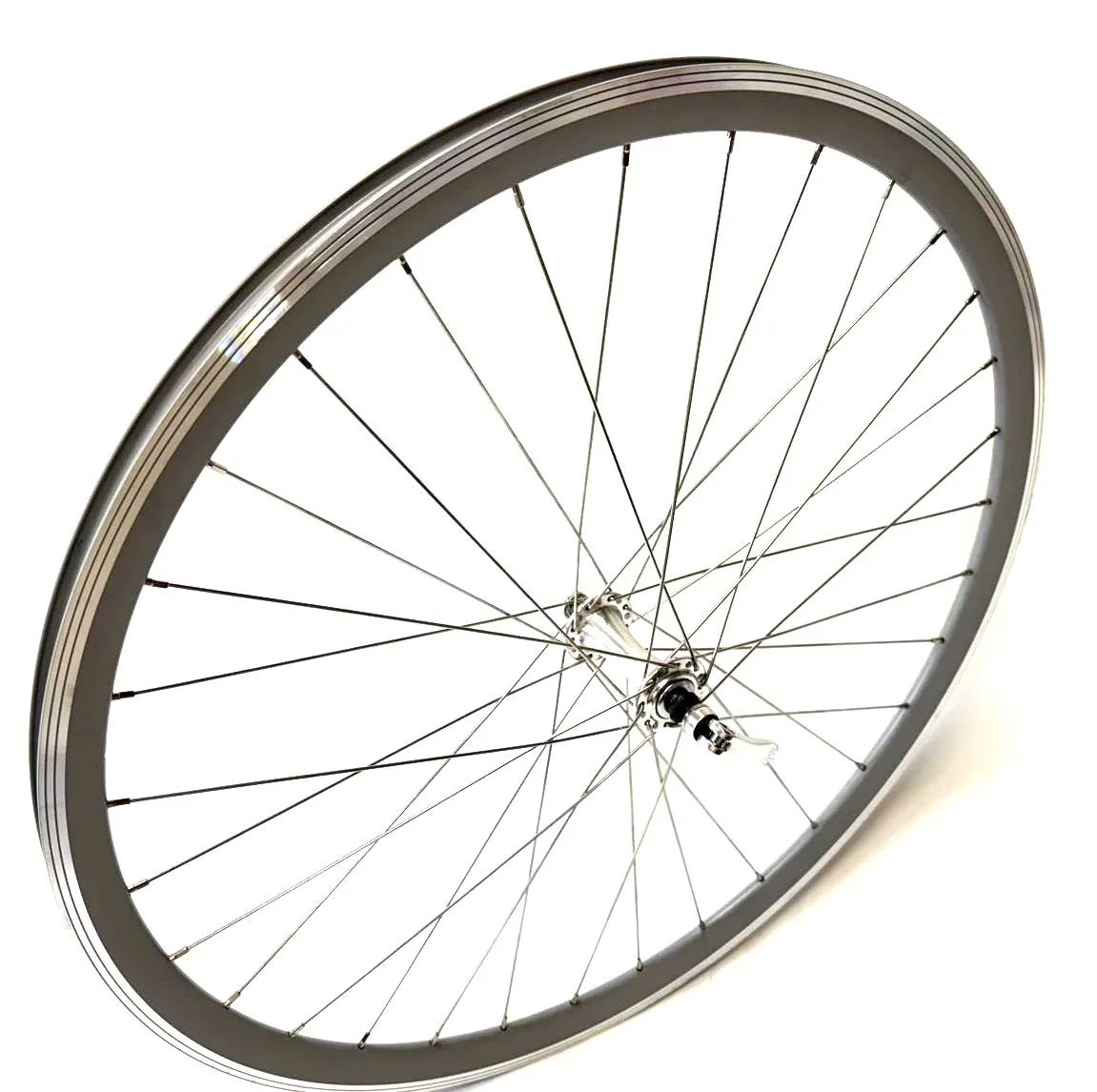 Single Speed Grey Front   Rear Wheelset 700c 32 Spoke   16t Freewheel 120mm rear