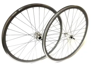 Single Speed Grey Front   Rear Wheelset 700c 32 Spoke   16t Freewheel 120mm rear