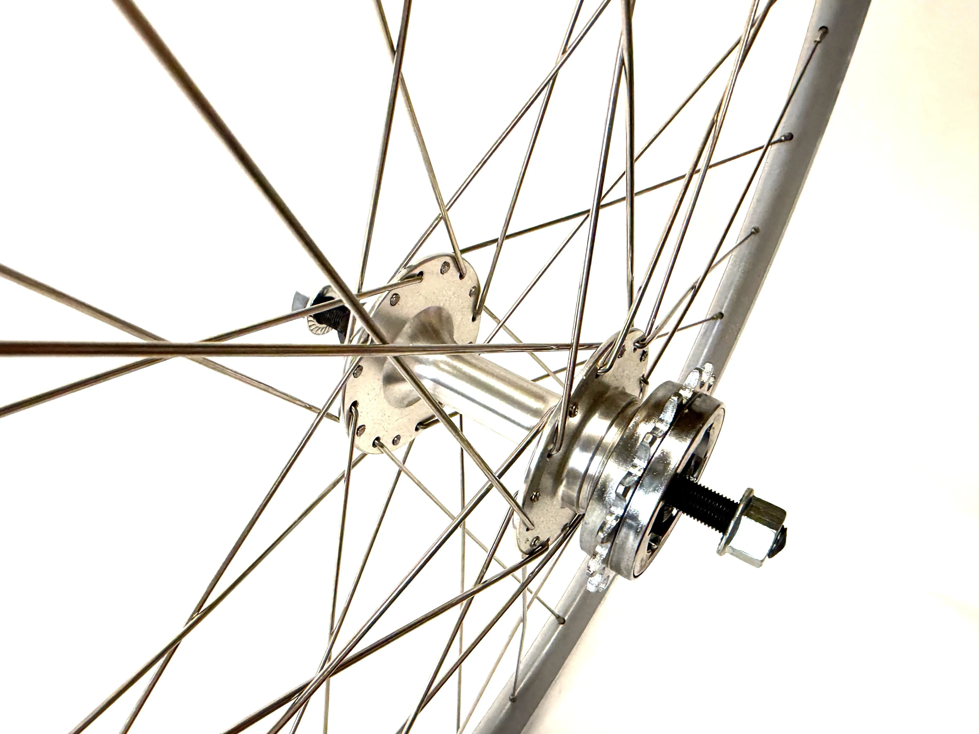 Single Speed Grey Front   Rear Wheelset 700c 32 Spoke   16t Freewheel 120mm rear